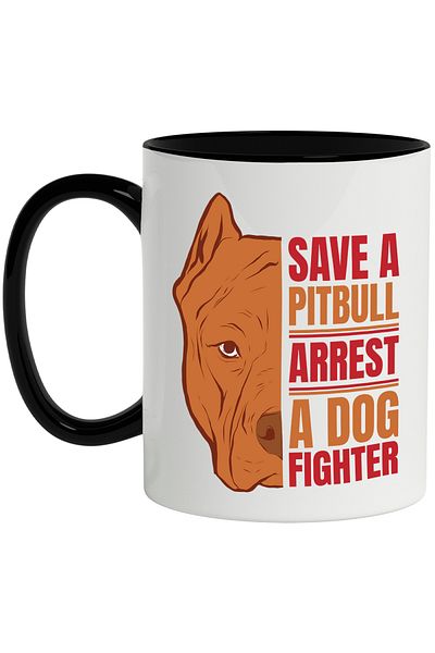StoryGift Romania Mug With Message In English Save A Pitbull Arrest A Dog Fighter, Dog, Multicolor, With ,STG.