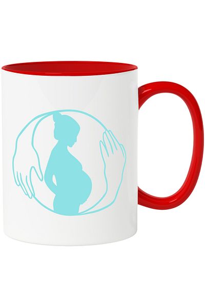 StoryGift Romania Mug with Pregnant Woman, Held by Two Hands, Mother, Mother and Child in Pan, With,STG.