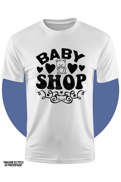 StoryGift Romania Children's T-shirt with hearts for babies with the message "Baby shop" love store 100%, STG.