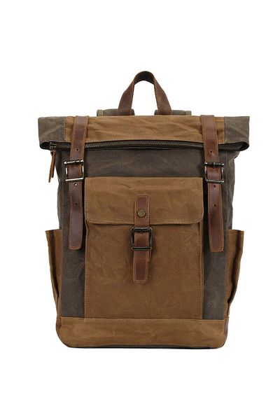 JOLAR. Unisex backpack for travel, hiking, vintage retro style, waterproof, JOLAR. YD-7951 Army
