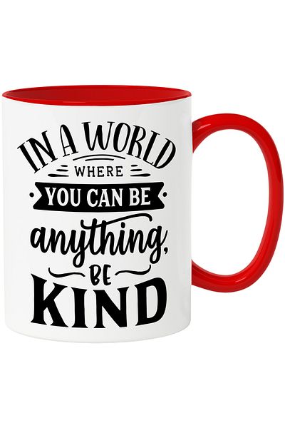 StoryGift Romania Mug with the message "In a world where you can be whoever you want, choose to be good" with, With, STG.