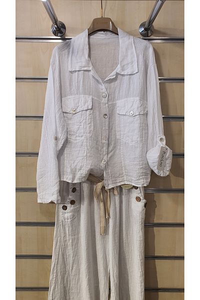 Park Moda Jachetă de in italiană pentru femei Jachetă de in cu nasturi