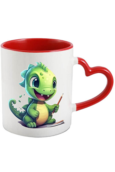 StoryGift Romania Cana Cu Un Dinozaur Verde Care Are Un Creion | Ilustratie |...