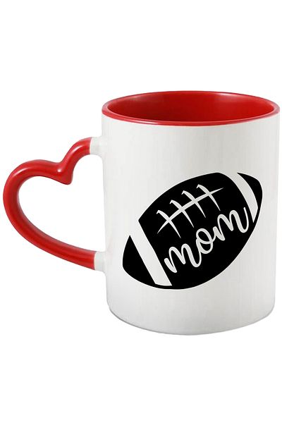 StoryGift Romania Mug for a mom of an American football player - ball sports with Heart Handle Ro, Cu,STG.