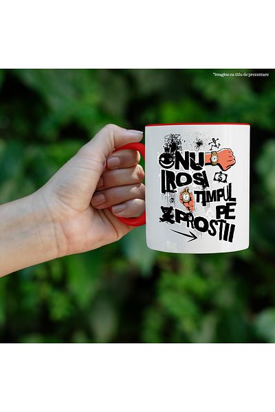 StoryGift Romania Motivational Quote Mug Don't waste your time on nonsense, 330ml, Ceramic with R Handle, With ,STG.