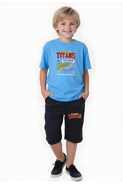 FYK KİDS Boy's Summer Titan Printed Bottom-Top Suit