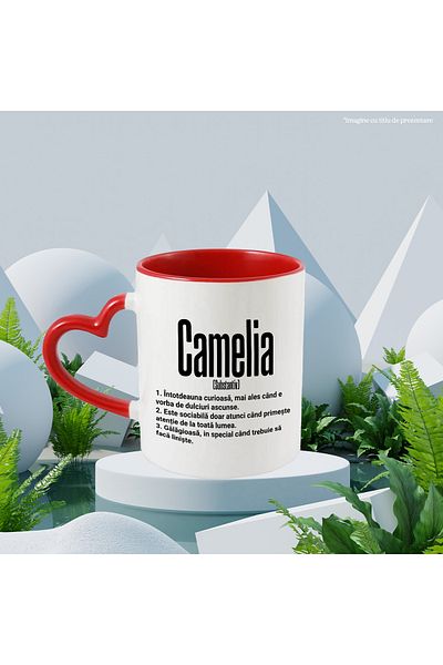 StoryGift Romania Mug With Name Camelia, and Funny Message, Curious, Sociable, Noisy, 330ml, With,STG