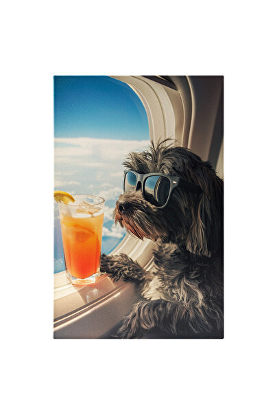 StoryGift Romania Tablou Canvas Călătorul Caniș Din Avion Câine Havanez La Ge...