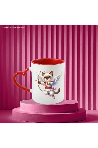 StoryGift Romania Mug with a kitty Cupid, illustration, wings, archery, Valentine's Day, , With ,STG .