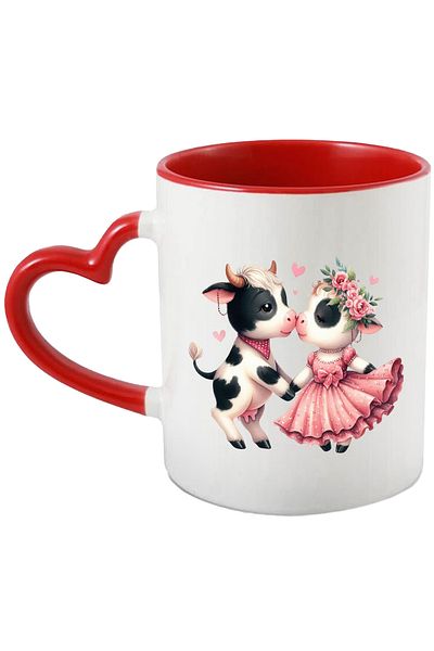 StoryGift Romania Mug with a cow and a calf | illustration | friendship | closeness | Valentine's, With, STG.