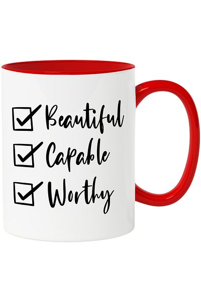StoryGift Romania Mug for beautiful and capable women with Red Handle, With Red Handle STG ,STG ,STG
