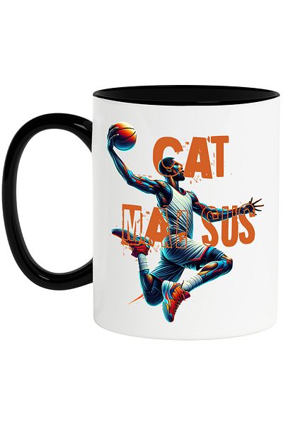 StoryGift Romania Mug Man jumping in the air with basketball, motivational message UP, 330ml, C, Cu, STG.