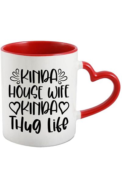 StoryGift Romania Heart-shaped mug for a housewife, but also for the "street" with a Red Heart Handle, with STG.