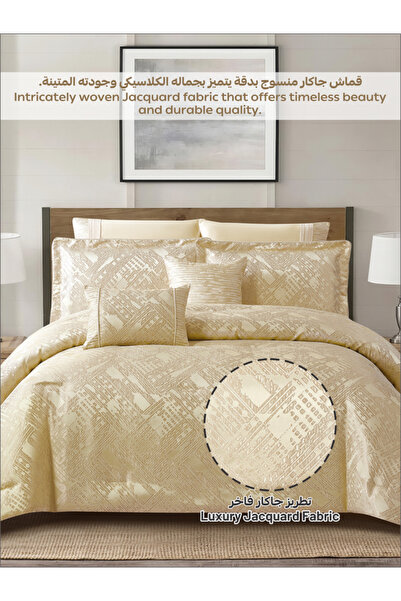 Donetella Premium King Comforter Set 8-Pcs, Jacquard Bedding with 350 GSM Poly Silk Filling