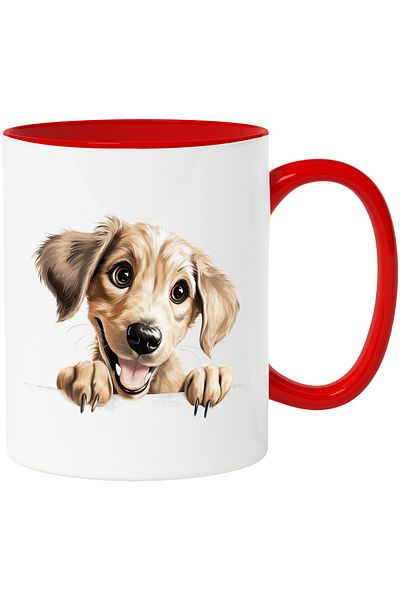 StoryGift Romania Mug with a happy puppy | illustration | wants to play | energetic | for , With ,STG .