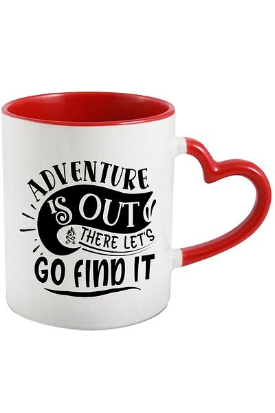 StoryGift Romania Mug with the message "Adventure is out there, let's go find it" with Heart Handle, With ,STG.