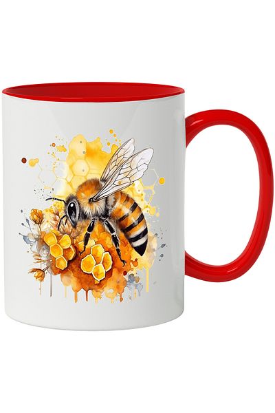 StoryGift Romania Cana Cu Albina, Fragure, Miere, Insecta, Aripi, Flori, Multicolor 330 Ml, Cerami, Cu ,stg