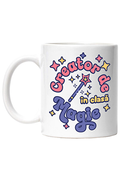 StoryGift Romania Cana Creator De Magie În Clasa Scoala Copii, 330ml, Ceramic Cu Maner Alb, Cu Maner Al,stg