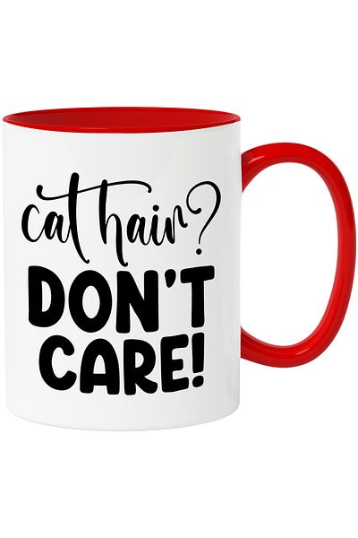 StoryGift Romania Mug for cat lovers with the text in English "Cat hair? Don't care!" with , With ,STG .
