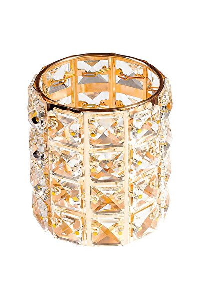 LUXORISE Crystal Makeup Brush Holder, Magic Gold
