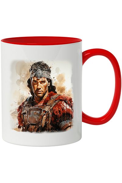 StoryGift Romania Mug With Man, Fighter, Ancient Rome, Blood, Armor, Multicolor 330 ml, Ceramic, With ,STG.