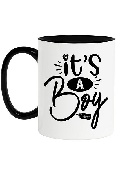 StoryGift Romania Mug with the message in English "It's a boy" - it's a little boy baby bottle with Handle, With, STG.