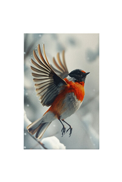 StoryGift Romania Tablou Canvas: Pasăre Cu Mască Neagră Și Piept Portocaliu Î...