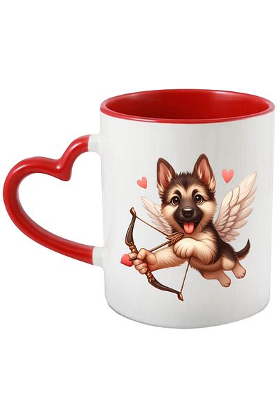 StoryGift Romania Mug with a wolf puppy Cupid | archery | illustration | falling in love | in, With, STG.
