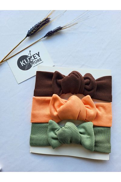 KUZEY STORE Baby Girl 0-3 Years Compatible 3-Piece Bandana Set |   Cotton and Elastic