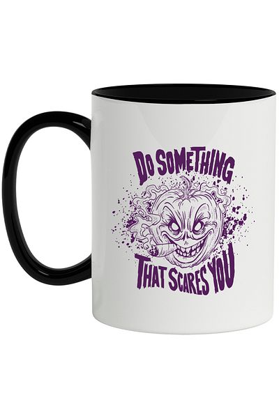 StoryGift Romania Mug With Message In English Do Something That Scares You, Pumpkin, Multicolor 330 m, With ,STG .