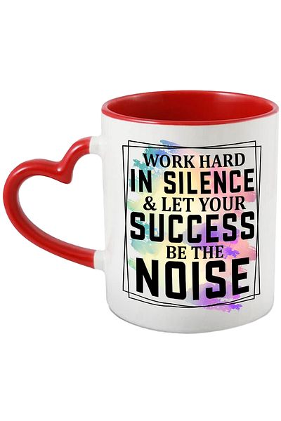 StoryGift Romania Mug with the message "Work hard in silence & let your success be the noise", illustrated, With ,STG.