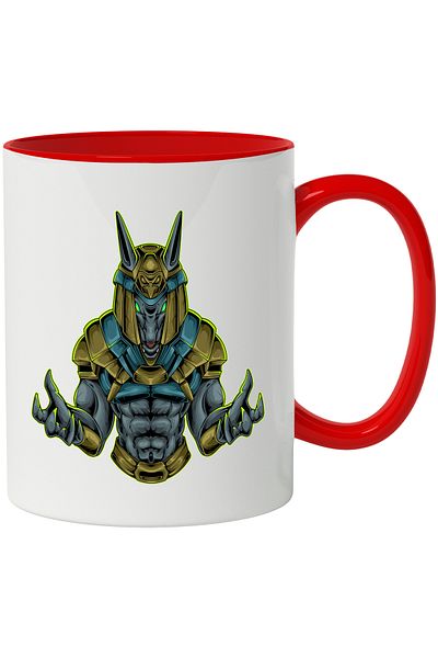 StoryGift Romania Mug With Anubis, God, Mythology, Egypt, Claws, Helmet, Multicolor 330 ml, Ceramic, With ,STG.