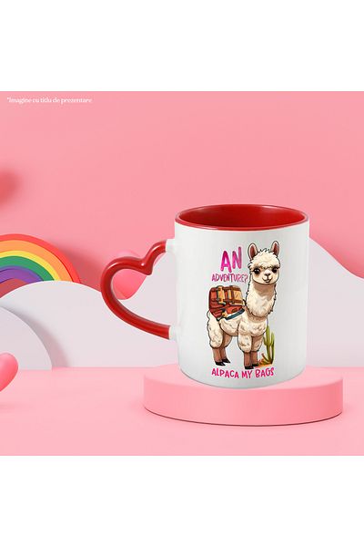StoryGift Romania Alpaca mug with backpack with the message "An Adventure? Alpaca my bags", travel,, With ,STG .