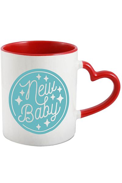 StoryGift Romania Mug With Text in English, New Baby, Children, Parents, Ceramic, 330ml, with Heart Handle, With, STG.