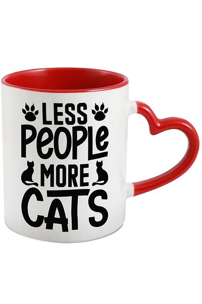 StoryGift Romania Mug with the text in English "Less people, more cats" - fewer people, more cats, with ,STG.
