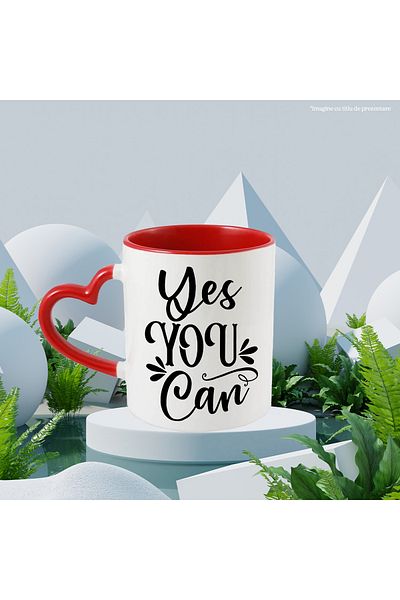 StoryGift Romania Mug with the text in English "Yes, you can" - yes, you can do this" - motivation, With ,STG.