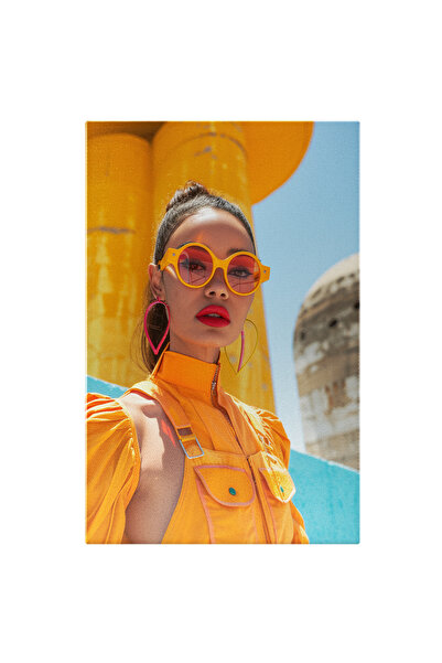 StoryGift Romania Tablou Canvas Fata Care Viziteaza Cu O Salopeta Portocalie ...