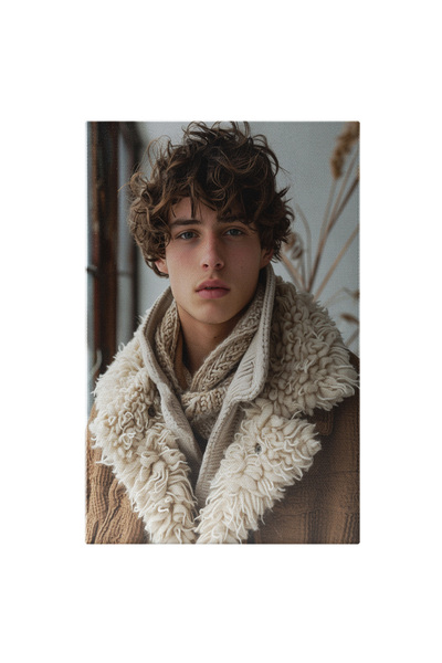 StoryGift Romania Tablou Canvas Tanarul Baiat Imbracat In Haina Groasa Cu Gul...