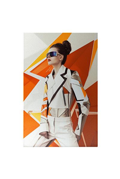 StoryGift Romania Tablou Canvas Fundal Cu Triunghiuri Portocalii Și Albe Ce S...