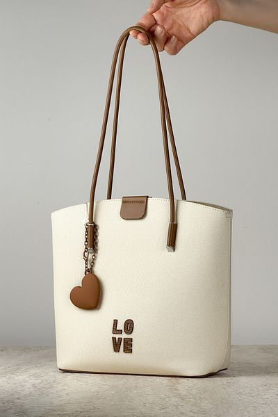 DSN Canvas Textured Elegant Love Themed Stylish Shoulder Bag + Charm Gift