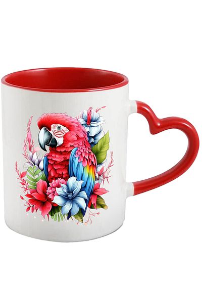 StoryGift Romania Mug with a parrot in nature | illustration | abstract | bird | parrot | flowers |, With ,STG.