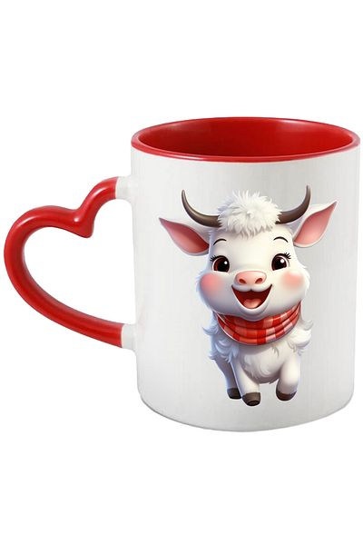 StoryGift Romania Mug with a cheerful goat | illustration | domestic animal | playful | white | horns, With ,STG.