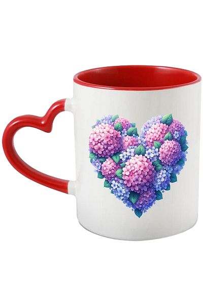 StoryGift Romania Mug with a heart made of lilac flowers, illustration, purple, plants, love, , With ,STG .