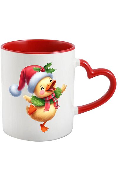 StoryGift Romania Mug with a cheerful dancing duckling | illustration | happiness | Crac's hat, Cu,STG.