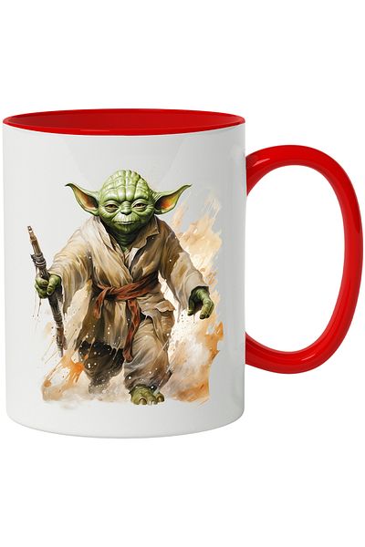 StoryGift Romania Mug With Yoda, Jedi, Sci Fi, Star Wars, Weapon, Drops, Multicolor 330 Ml, With ,stg