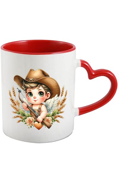 StoryGift Romania Mug with a baby with wings | illustration | cowboy hat | Wild West |, With ,STG.