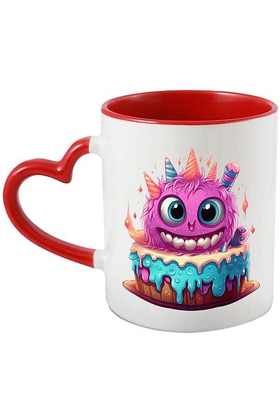 StoryGift Romania Mug with a cake and a ball-shaped creature | pink | birthday | birthday, With ,STG