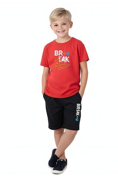 FYK KİDS Boy's Summer Break Printed Bottom-Top Suit