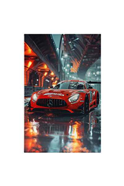 StoryGift Romania Tablou Canvas Mercedes Amg De Culoare Rosie Cu Farurile Apr...