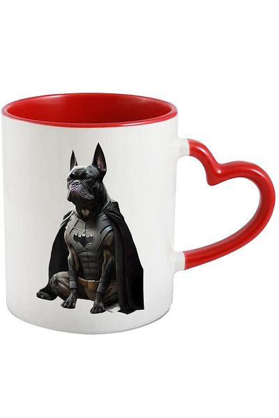 StoryGift Romania Superhero Dog Portrait Mug, Batman Custom Dog, Fierce Dog, Sweetheart, With, STG.